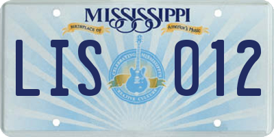 MS license plate LIS012