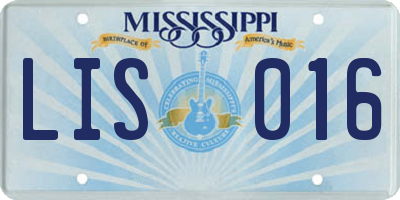 MS license plate LIS016