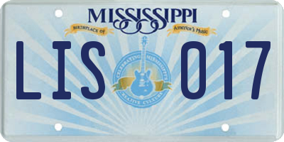 MS license plate LIS017