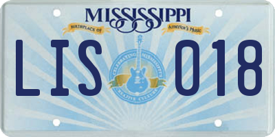 MS license plate LIS018