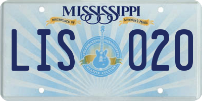 MS license plate LIS020
