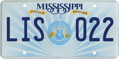 MS license plate LIS022