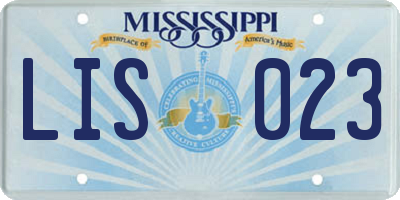MS license plate LIS023