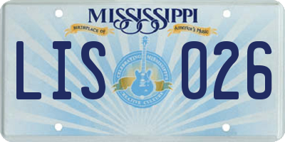 MS license plate LIS026