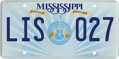 MS license plate LIS027