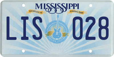 MS license plate LIS028
