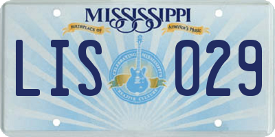 MS license plate LIS029