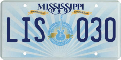 MS license plate LIS030