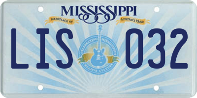 MS license plate LIS032