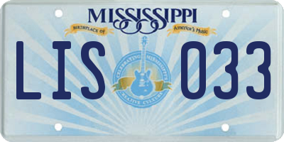 MS license plate LIS033