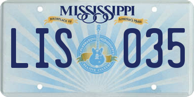 MS license plate LIS035