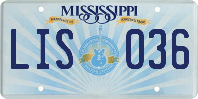 MS license plate LIS036