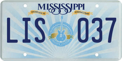 MS license plate LIS037