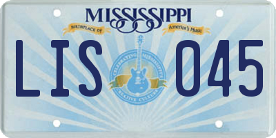 MS license plate LIS045