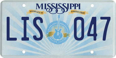 MS license plate LIS047