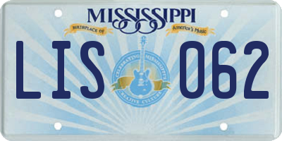 MS license plate LIS062