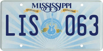 MS license plate LIS063