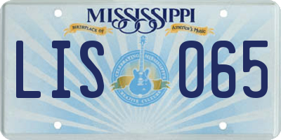 MS license plate LIS065
