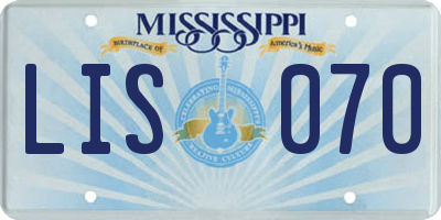 MS license plate LIS070