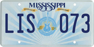 MS license plate LIS073