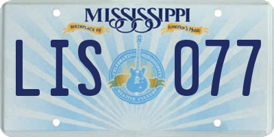 MS license plate LIS077