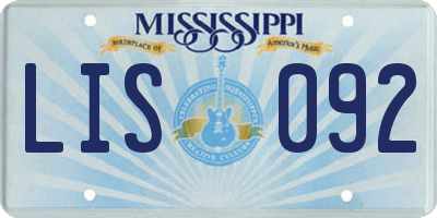 MS license plate LIS092