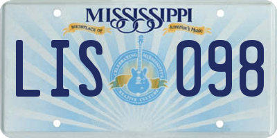 MS license plate LIS098