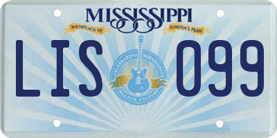 MS license plate LIS099