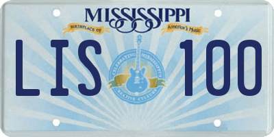 MS license plate LIS100