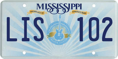 MS license plate LIS102
