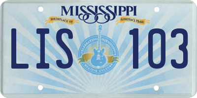 MS license plate LIS103