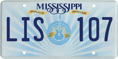 MS license plate LIS107