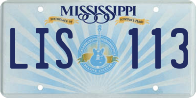MS license plate LIS113