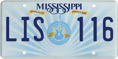 MS license plate LIS116