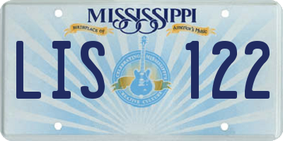 MS license plate LIS122