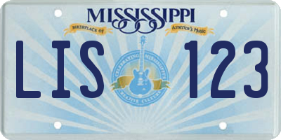 MS license plate LIS123