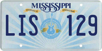 MS license plate LIS129