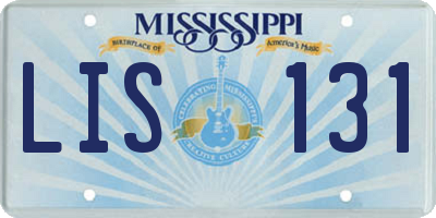 MS license plate LIS131
