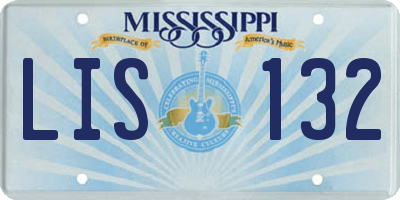 MS license plate LIS132