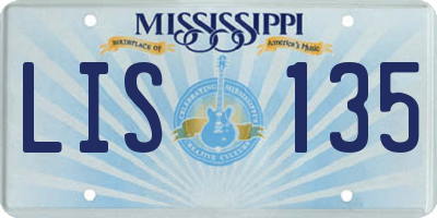 MS license plate LIS135