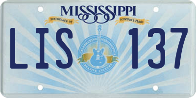 MS license plate LIS137