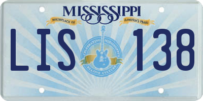 MS license plate LIS138