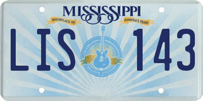MS license plate LIS143