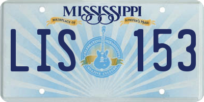 MS license plate LIS153