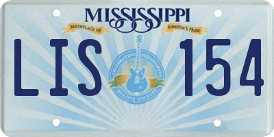 MS license plate LIS154