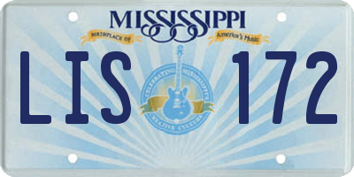 MS license plate LIS172
