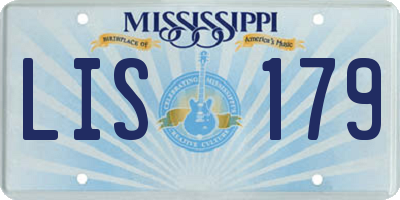 MS license plate LIS179