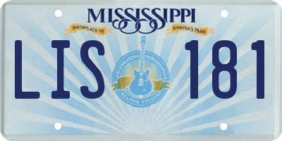 MS license plate LIS181