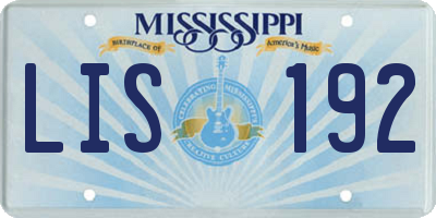 MS license plate LIS192