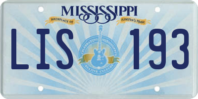 MS license plate LIS193